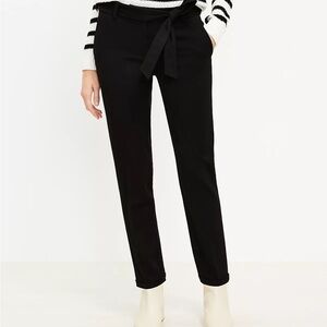LOFT Black Women's Trousers with Tie Waist
